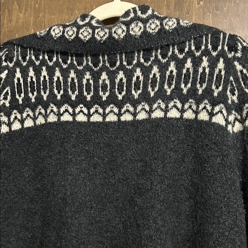 Max Studio  Cozy Black Charcoal Patterned Open-Front Women's Cardigan Sweater XL - Picture 10 of 10